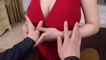 Natural tits busty Asian babe gets creampied
