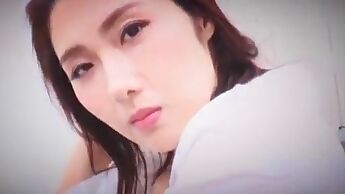 Horny Japanese girl gets fucked in ripped jeans